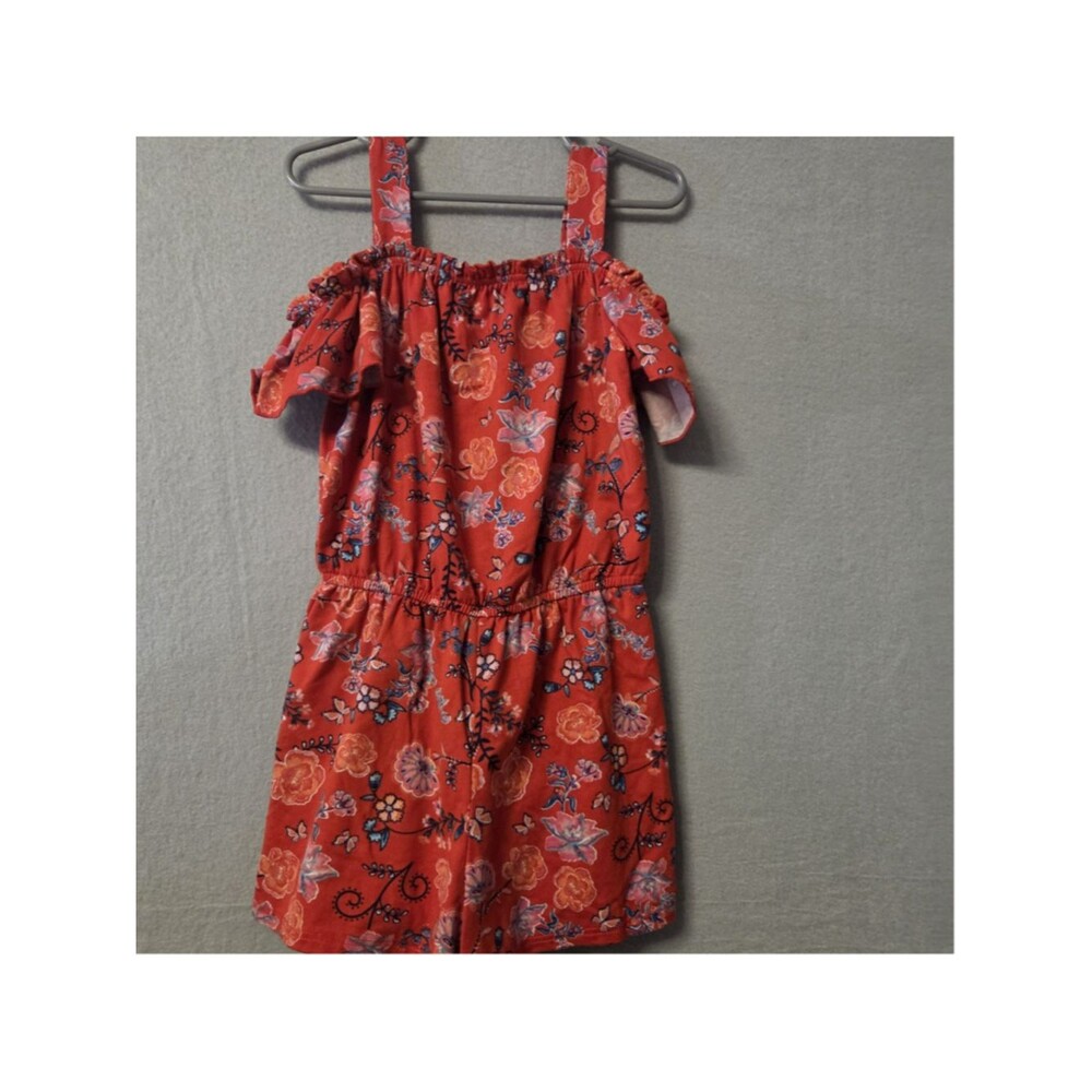 Lily Bleu Floral Cold Shoulder Romper Red Blue Size girls 5/6 years
